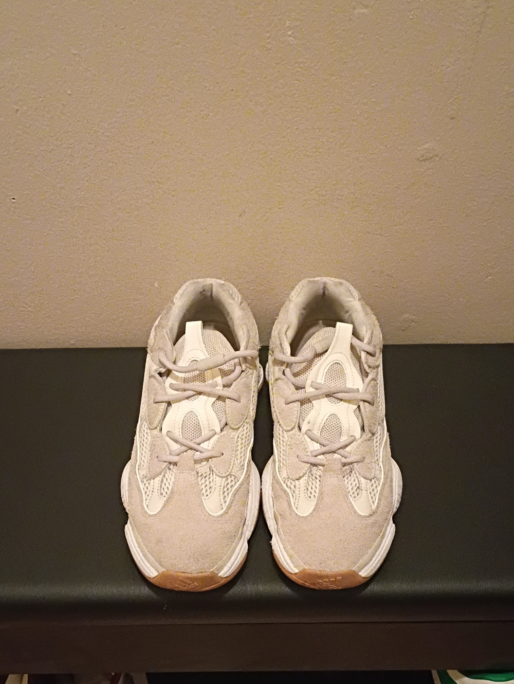Mens Neutral Beige Lace-Up Athletic Sneakers